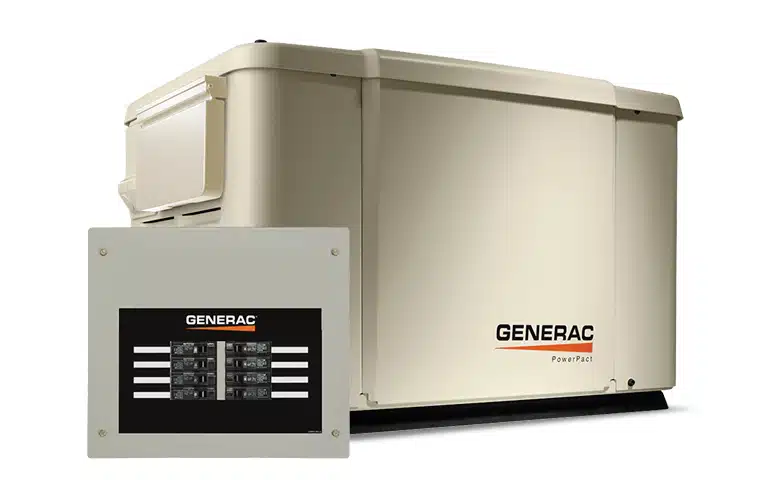 a white generator with a black panel